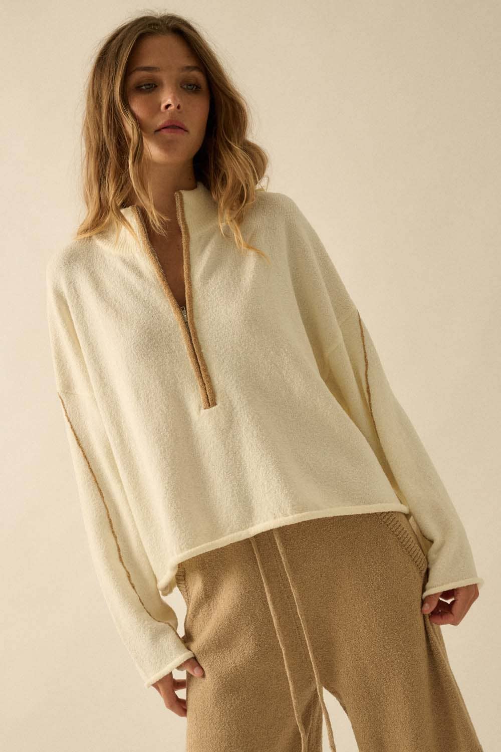 Textured Knit Half-Zip