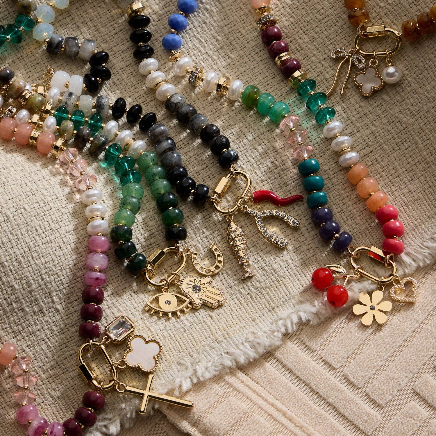 Glass Bead Charm Necklace