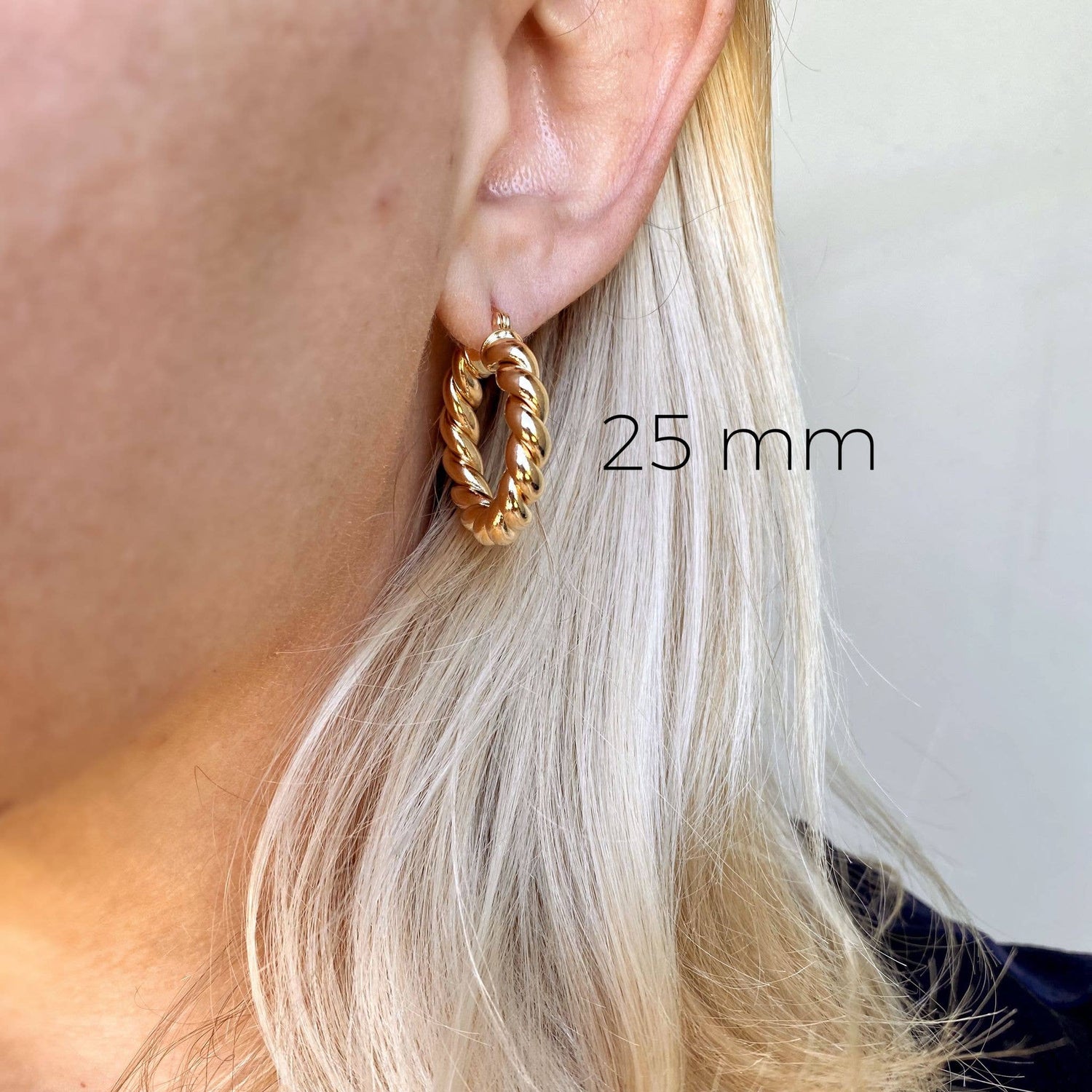 18k Gold Filled Twisted Tube Hoop Earrings - The Croissant Hoops: 20mm