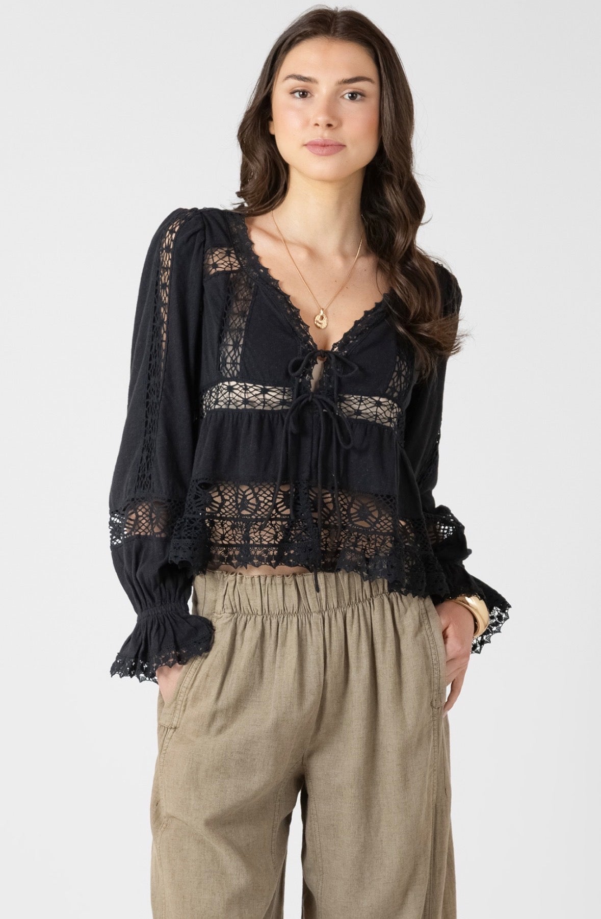 Laced Knit Top