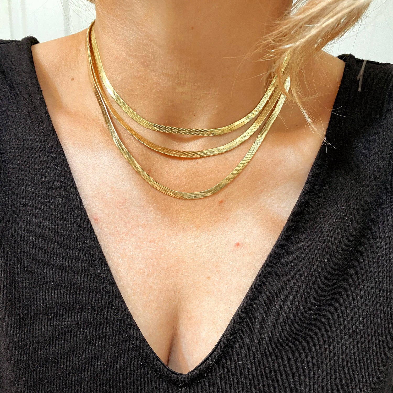 18k Gold Filled 4.0mm Thickness Herringbone Chain: 14 inches choker