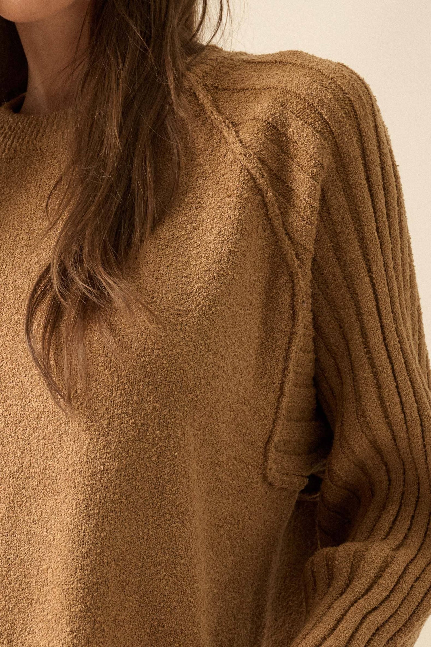 Textured Knit Ribbed Sweater
