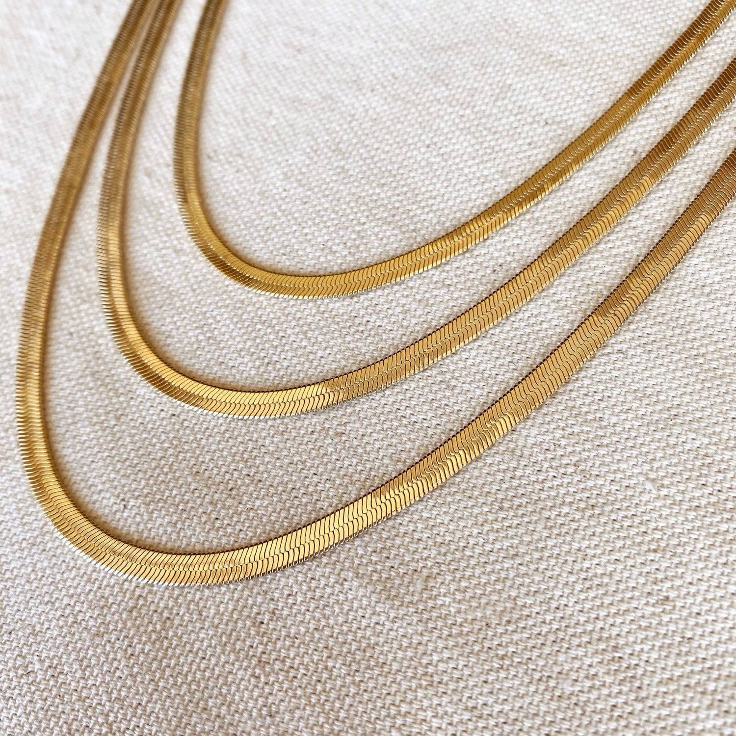 18k Gold Filled 4.0mm Thickness Herringbone Chain: 14 inches choker
