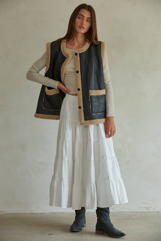 Shiloh Woven Button Down Sleeveless Vest