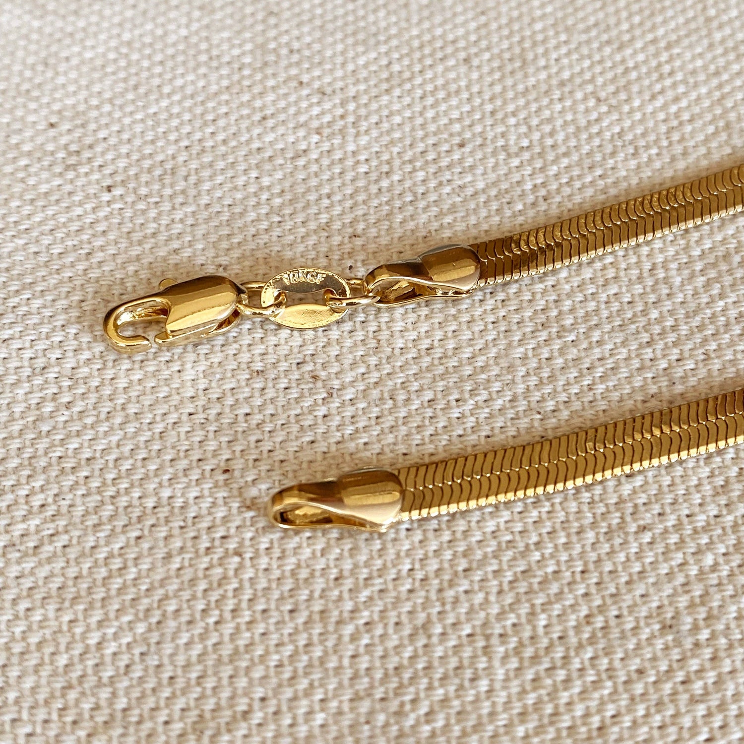 18k Gold Filled 4.0mm Thickness Herringbone Chain: 14 inches choker