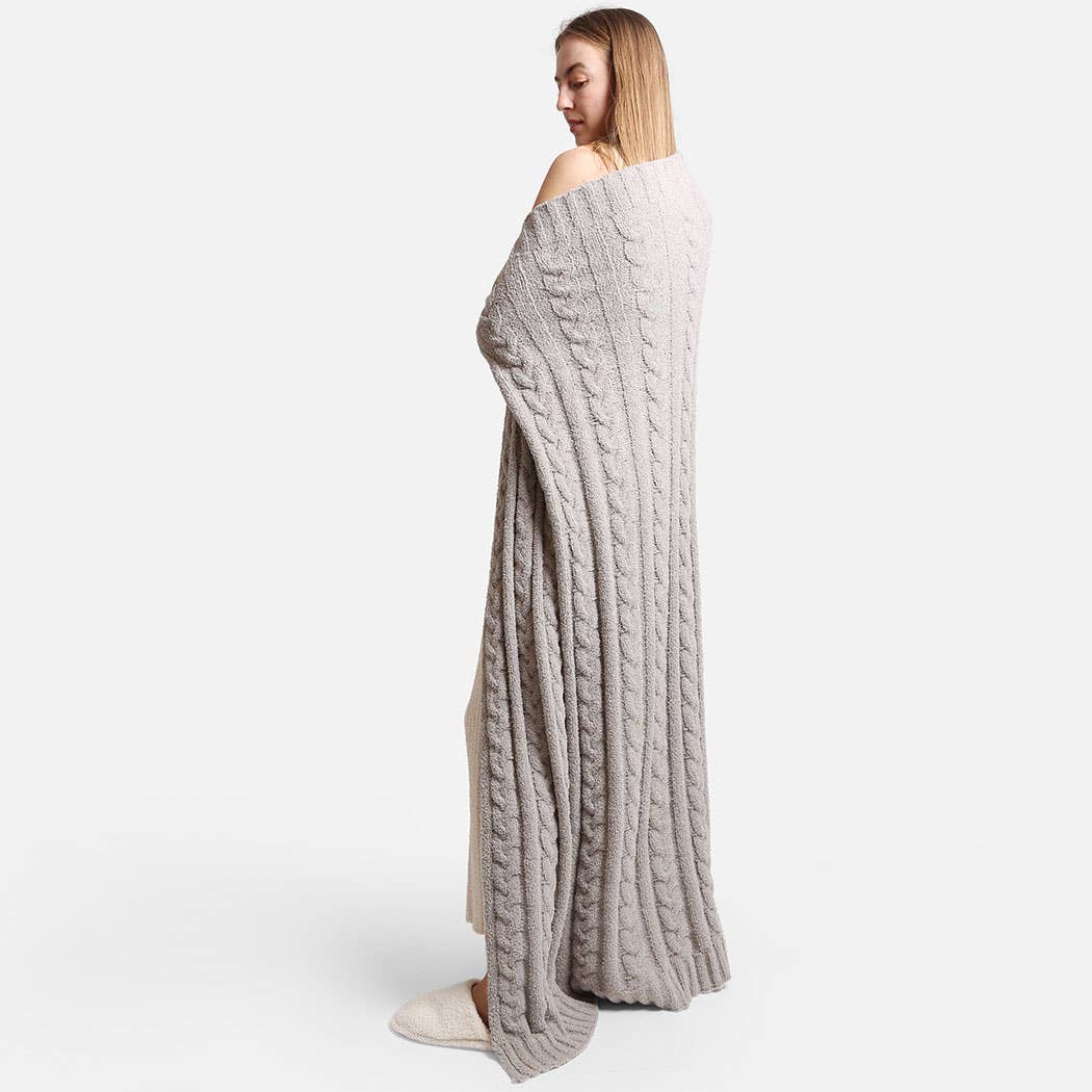 Braided Cable Knit Luxury Soft Throw