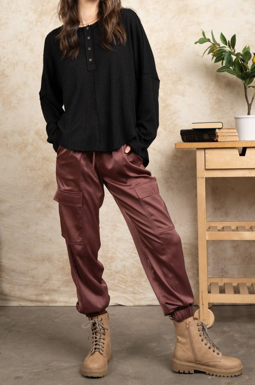 Satin Cargo Jogger