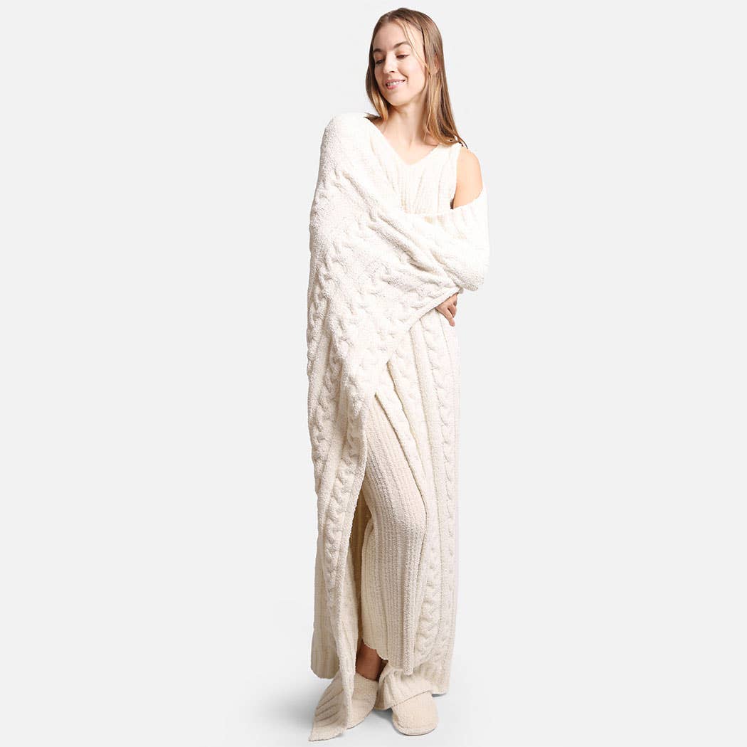 Braided Cable Knit Luxury Soft Throw