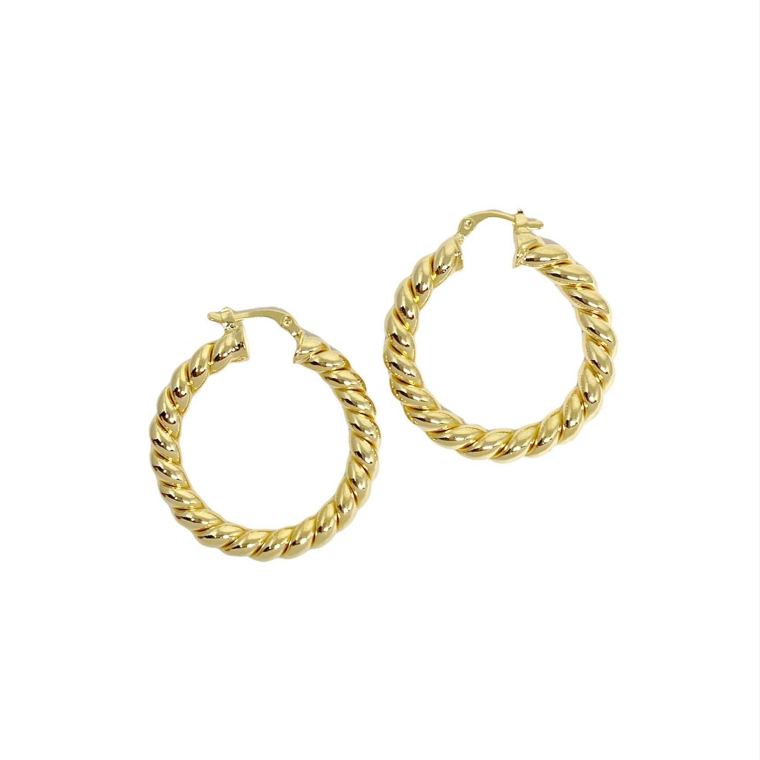18k Gold Filled Twisted Tube Hoop Earrings - The Croissant Hoops: 20mm