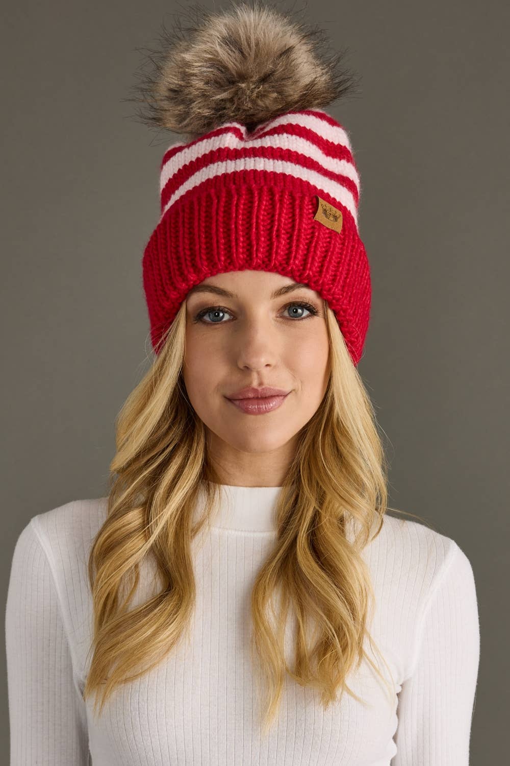 Striped Pom Hat