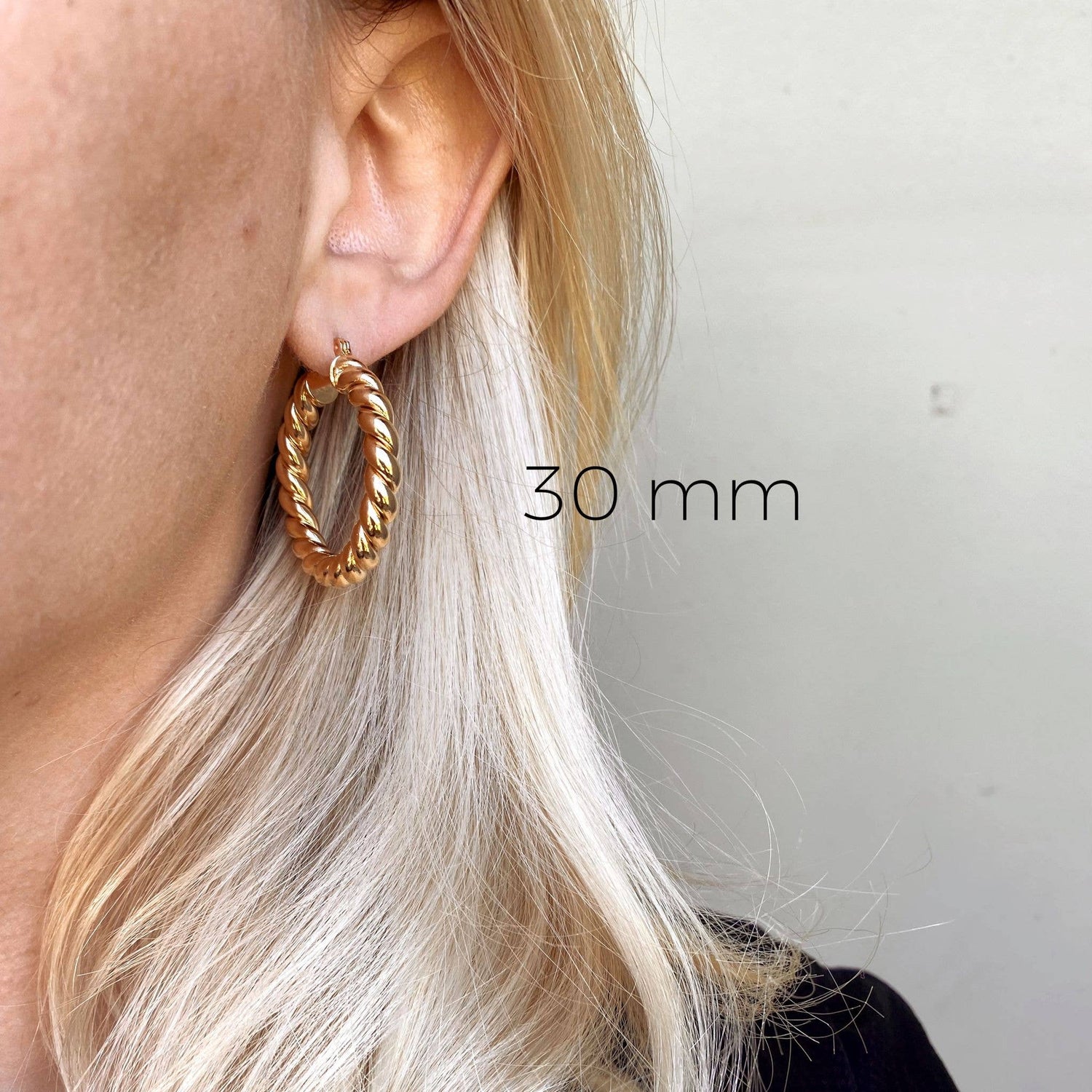 18k Gold Filled Twisted Tube Hoop Earrings - The Croissant Hoops: 20mm