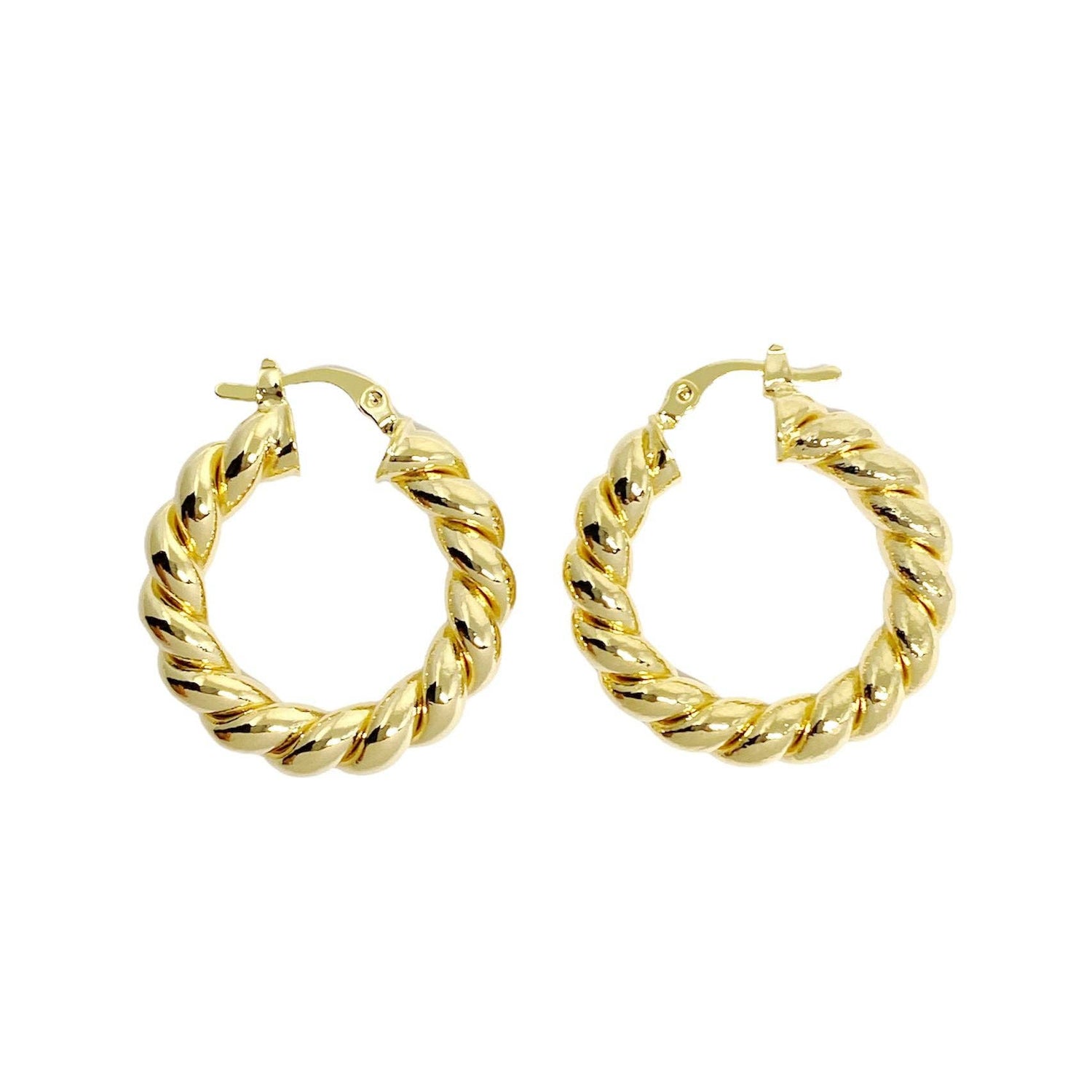 18k Gold Filled Twisted Tube Hoop Earrings - The Croissant Hoops: 20mm
