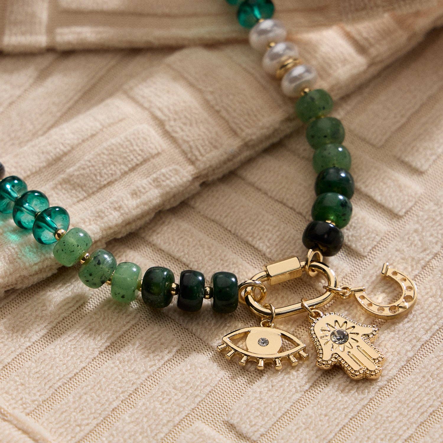 Glass Bead Charm Necklace