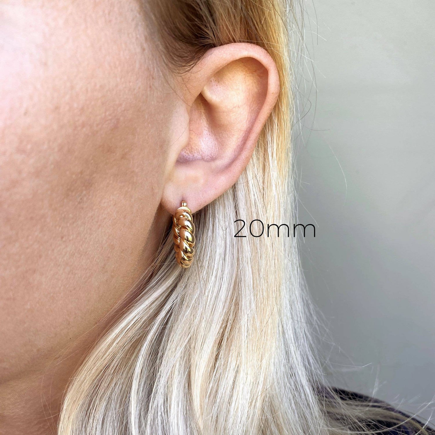 18k Gold Filled Twisted Tube Hoop Earrings - The Croissant Hoops: 20mm