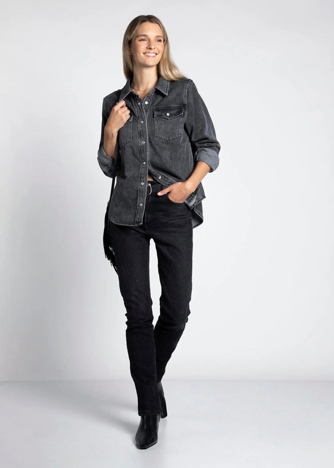 Pippin Button Down in Black Wash