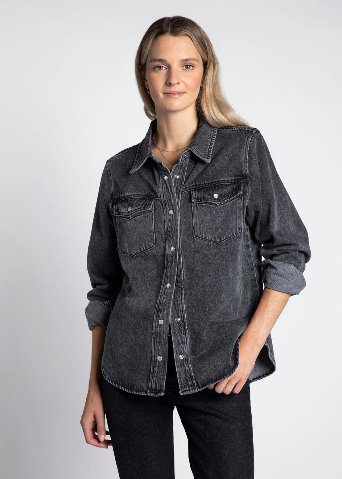 Pippin Button Down in Black Wash