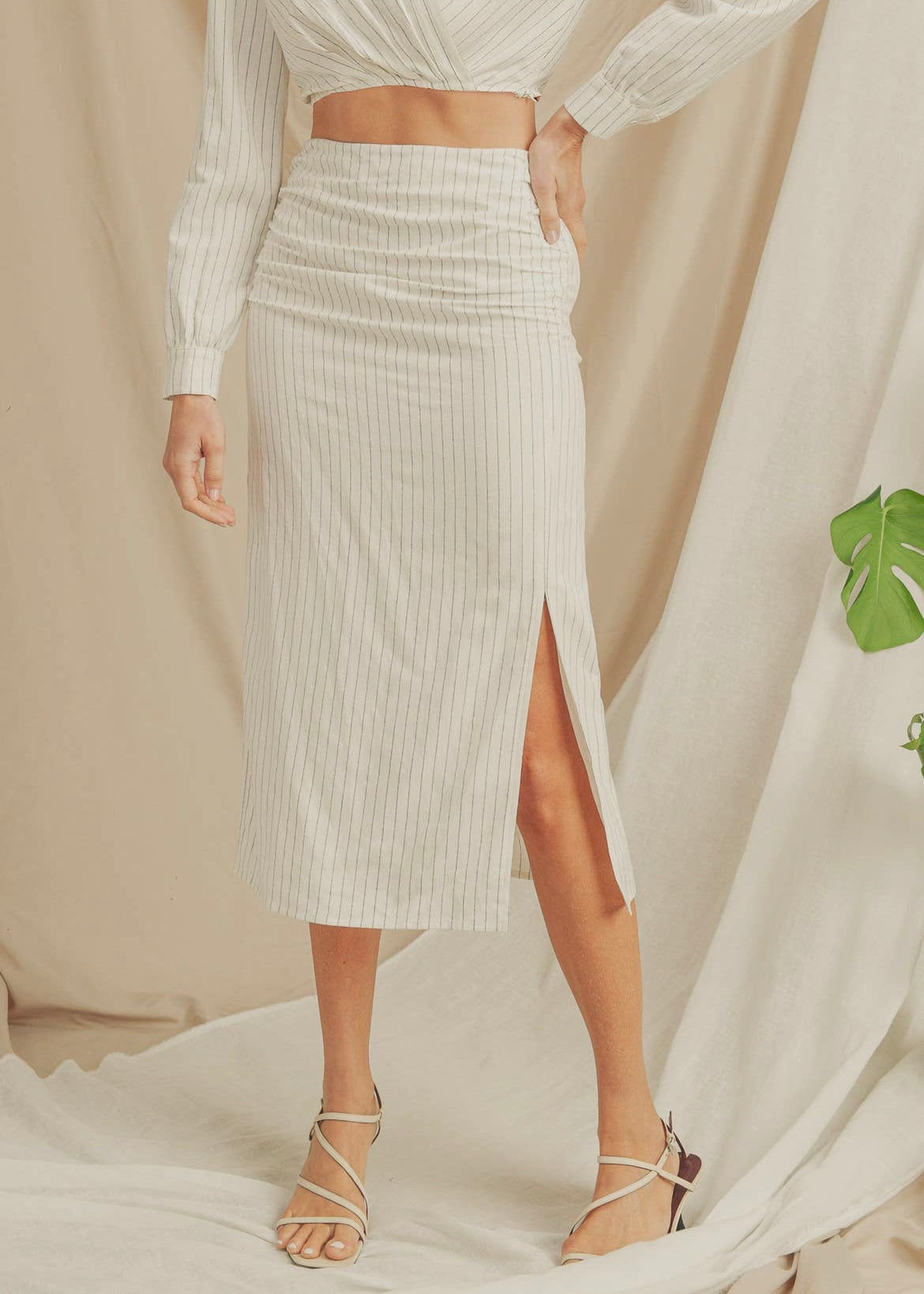 Sutton Stripe Midi Pencil Skirt