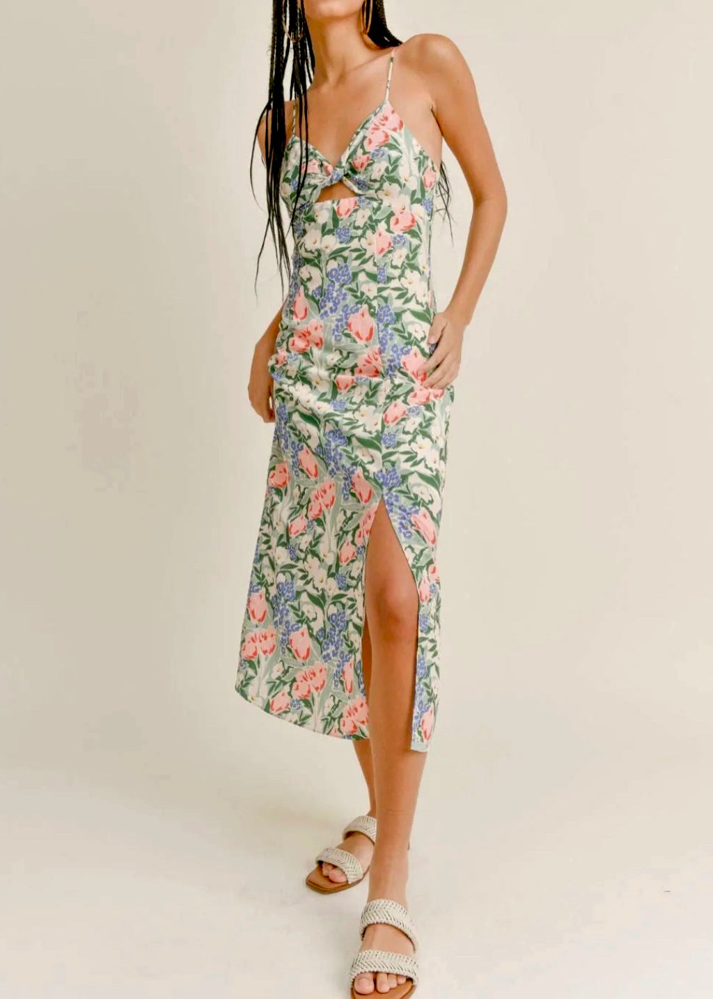 Rosie Twist Front Midi Dress