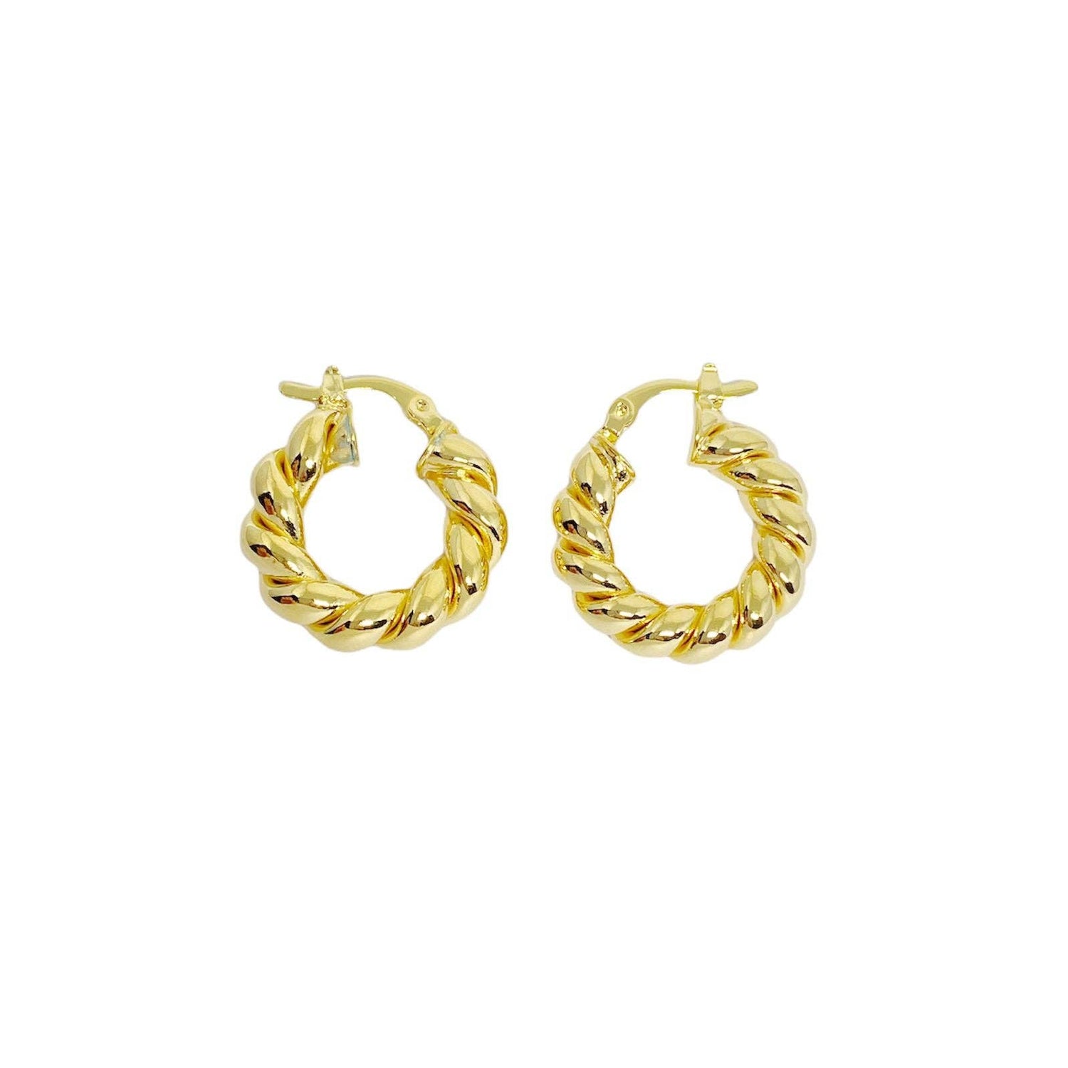 18k Gold Filled Twisted Tube Hoop Earrings - The Croissant Hoops: 20mm