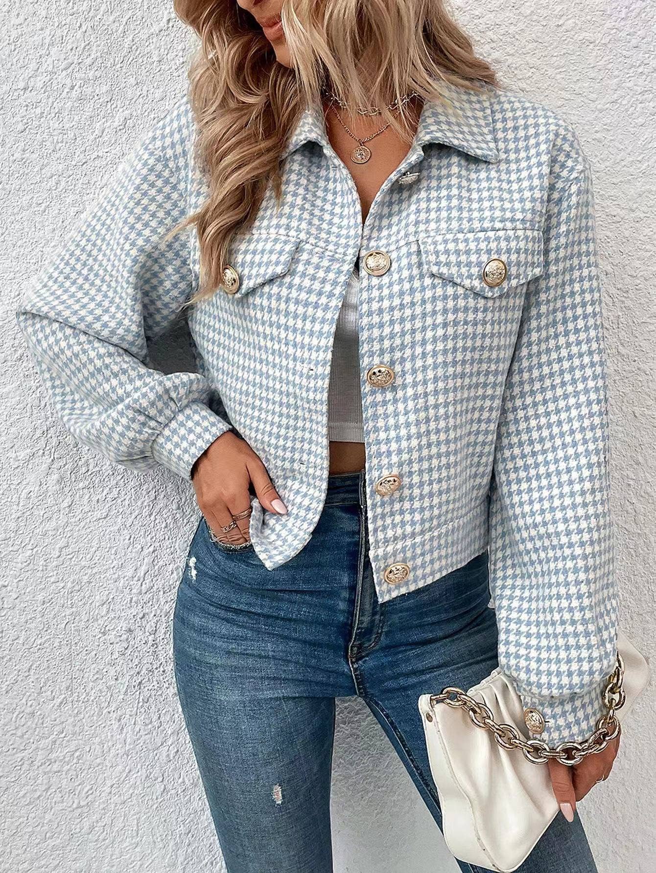 Jackie Houndstooth Cropped Jacket