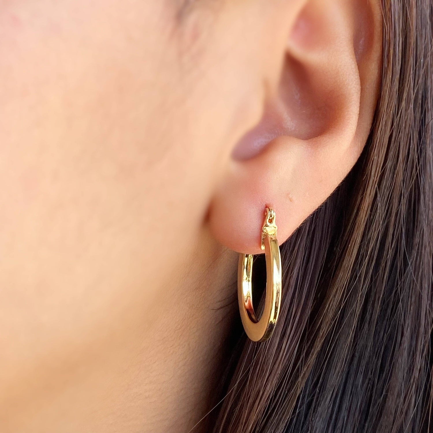 18k Gold Filled Flat Hoop Earrings