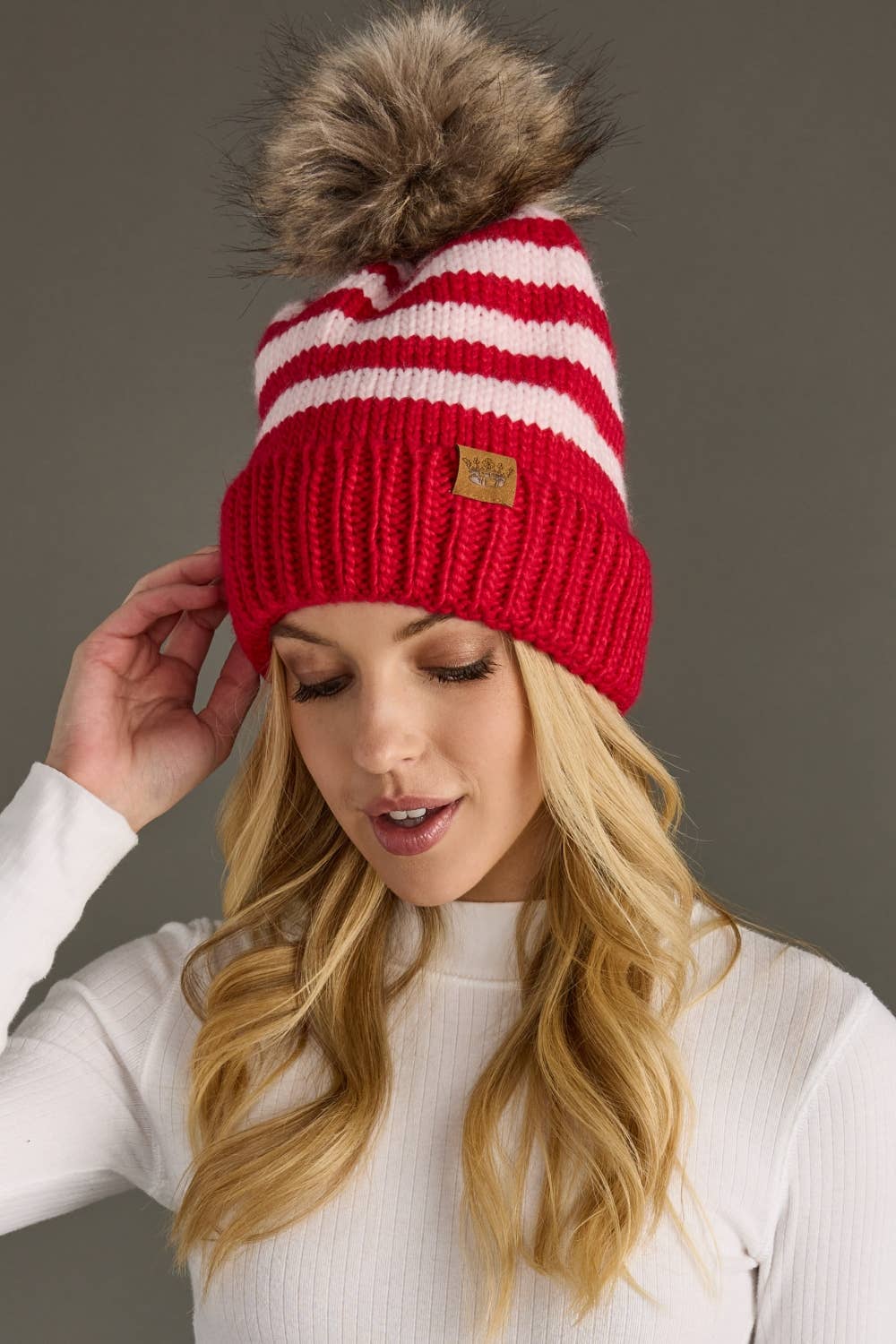 Striped Pom Hat