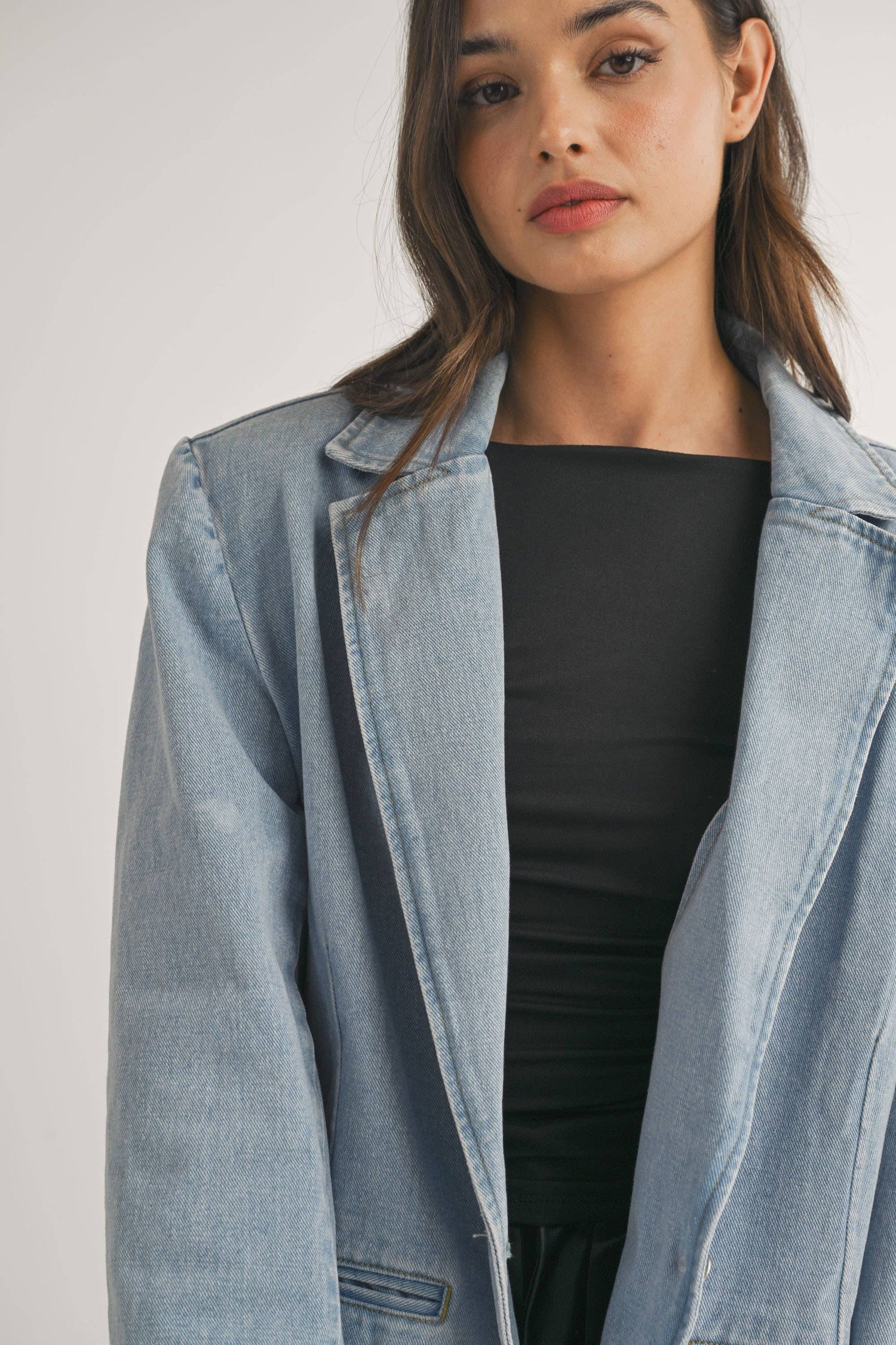 OVERSIZED DENIM BLAZER JACKET