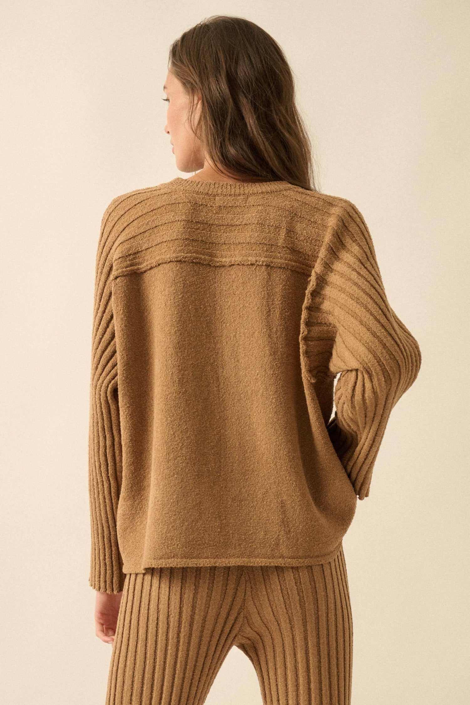 Textured Knit Ribbed Sweater