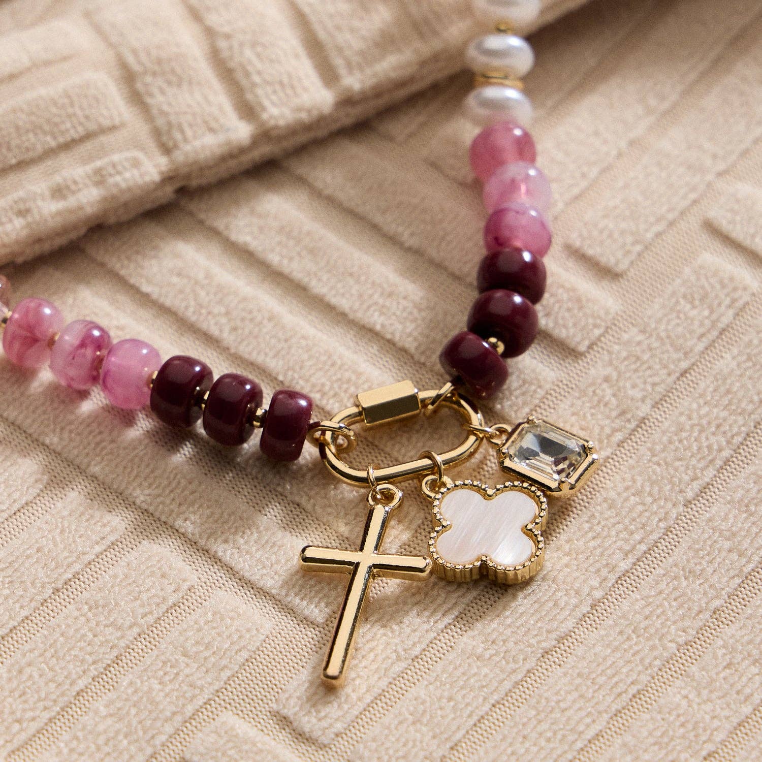 Glass Bead Charm Necklace