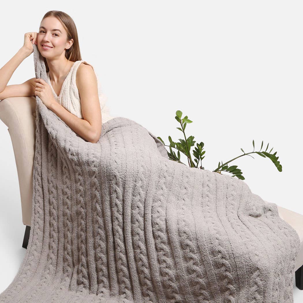 Braided Cable Knit Luxury Soft Throw