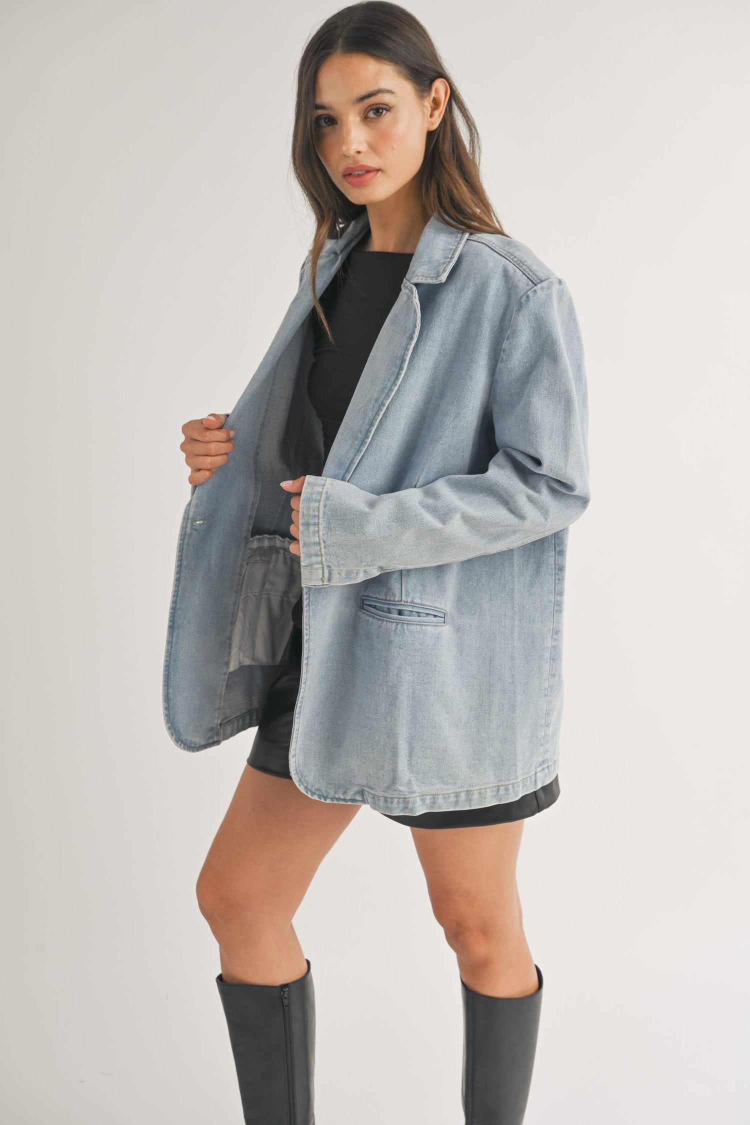 OVERSIZED DENIM BLAZER JACKET