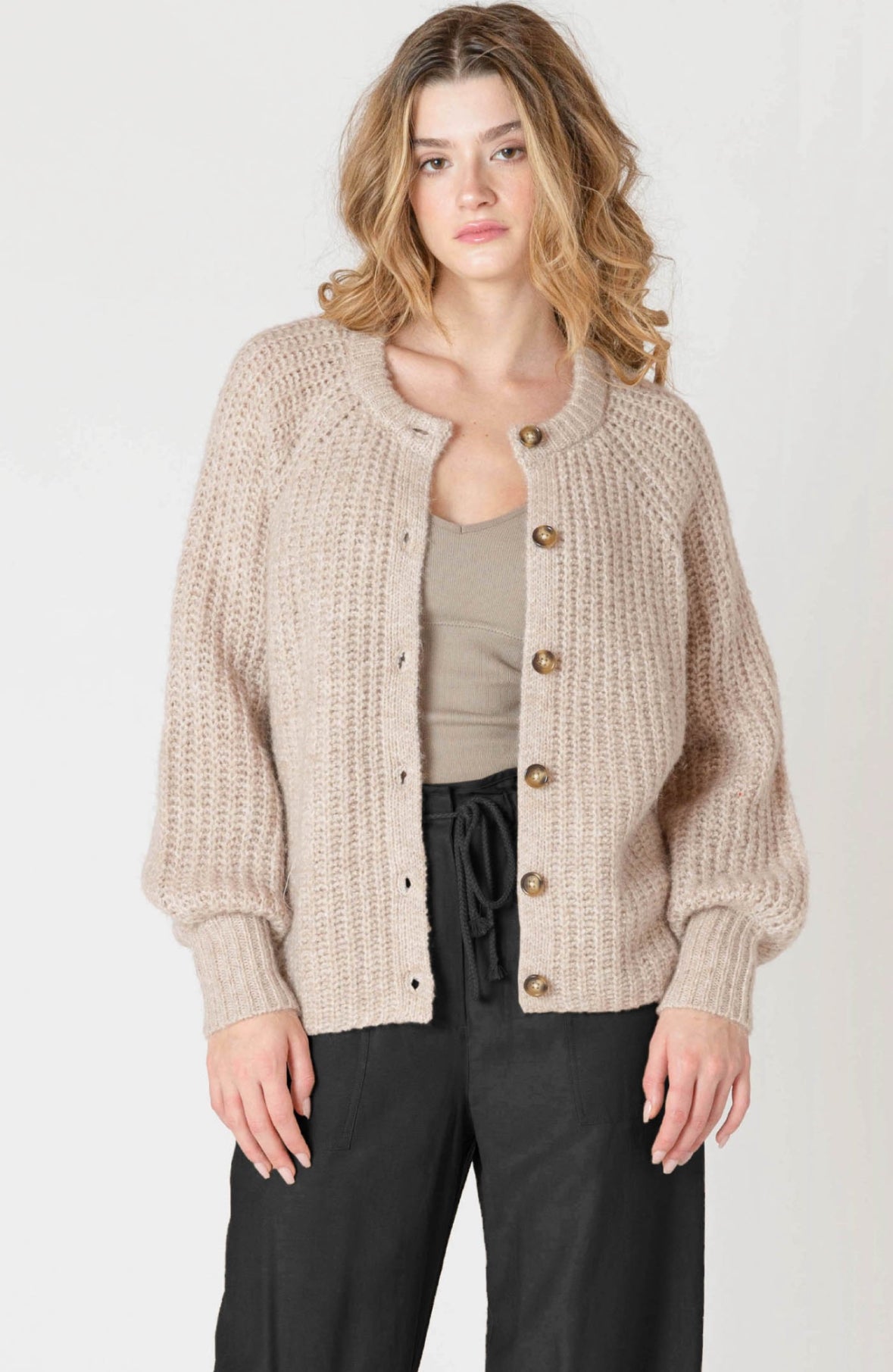 Crew Neck Textured Cardi
