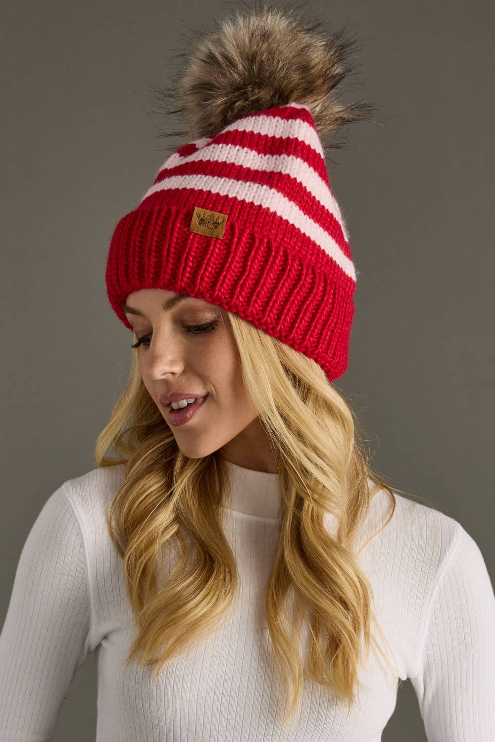 Striped Pom Hat