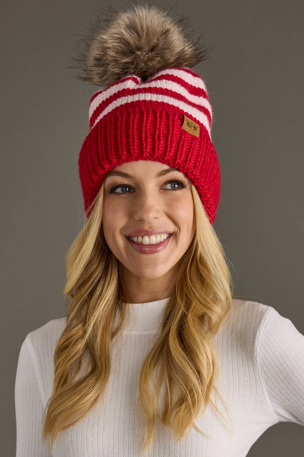 Striped Pom Hat