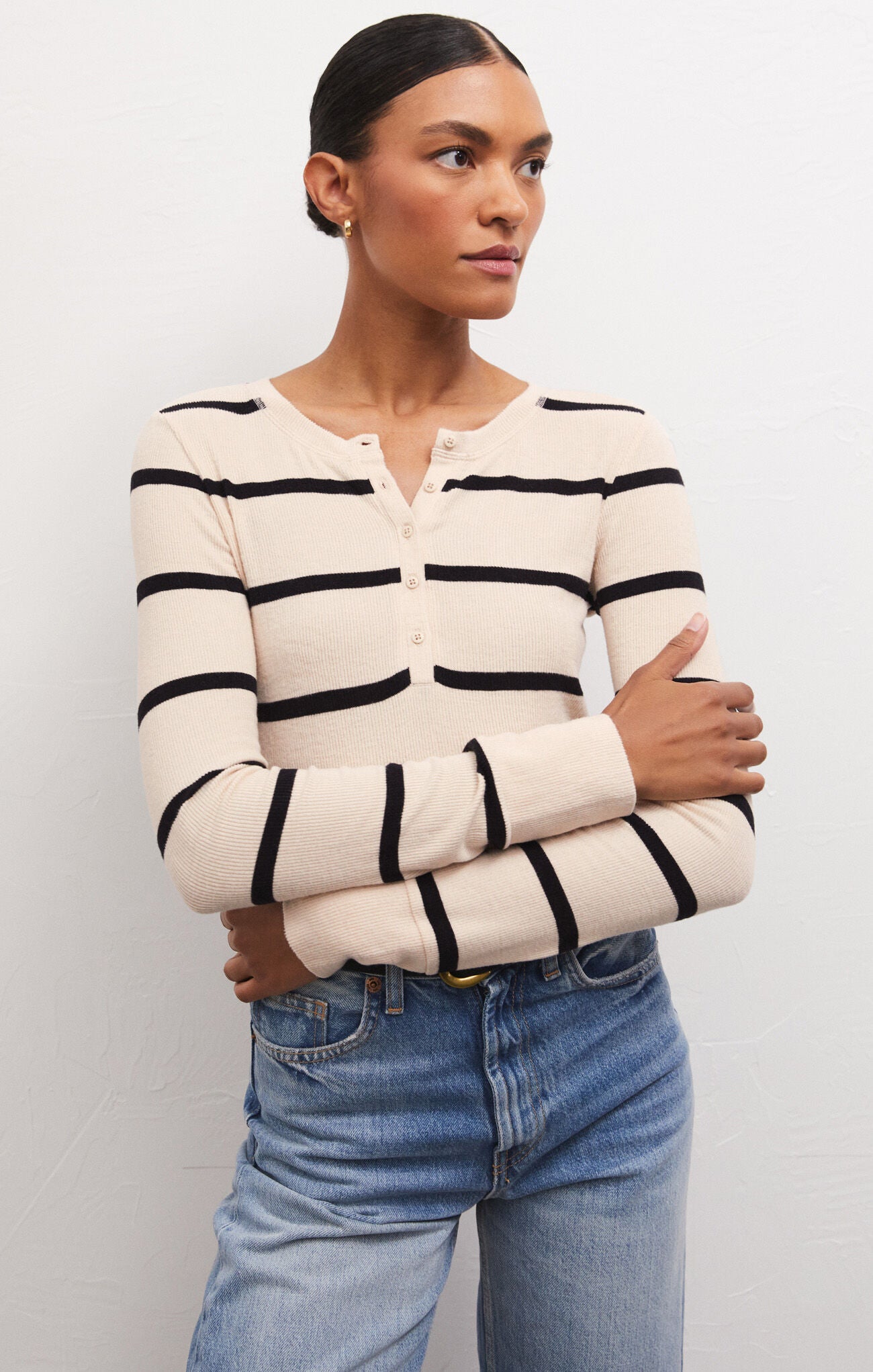 Scarlett Rib Henley Stone