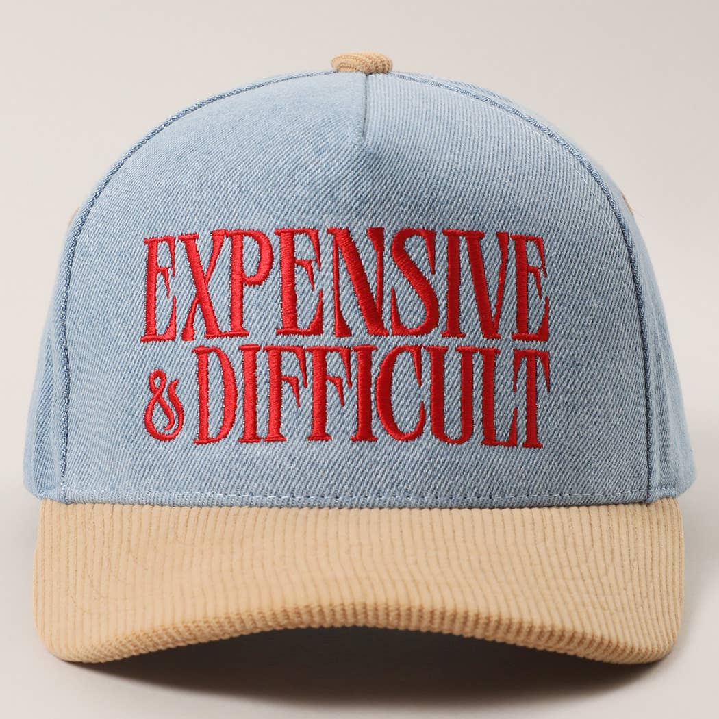EXPENSIVE DIFFICULT Denim Corduroy Trucker Hat: LBG-LDN-RED / One Size
