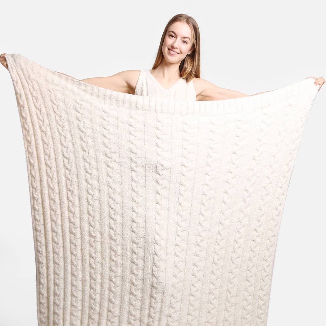 Braided Cable Knit Luxury Soft Throw