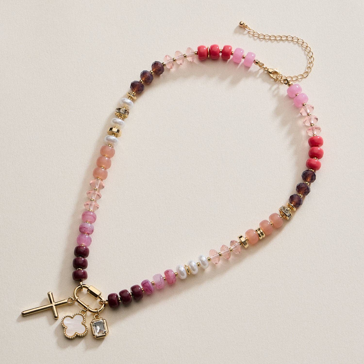 Glass Bead Charm Necklace