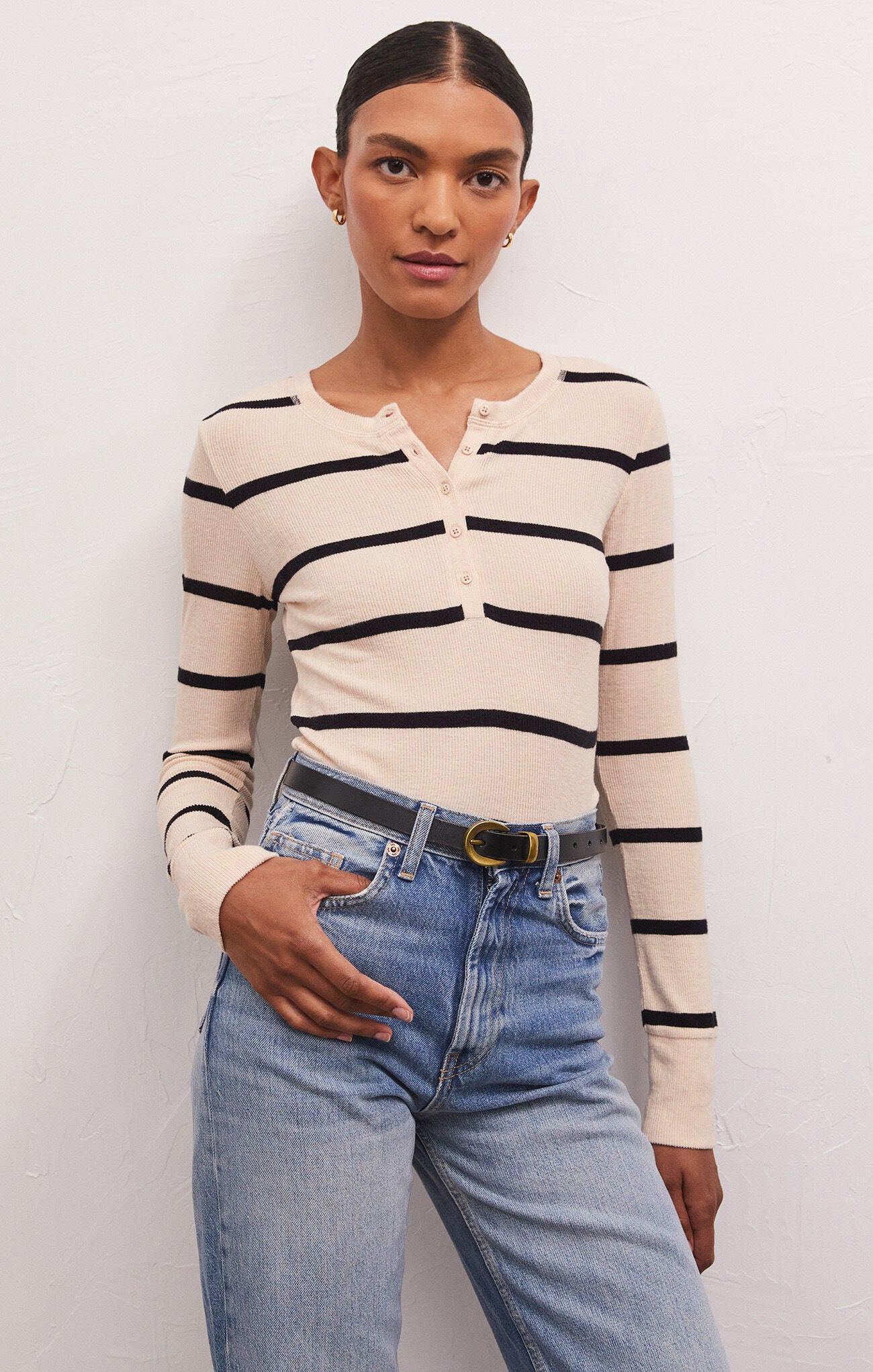 Scarlett Rib Henley Stone