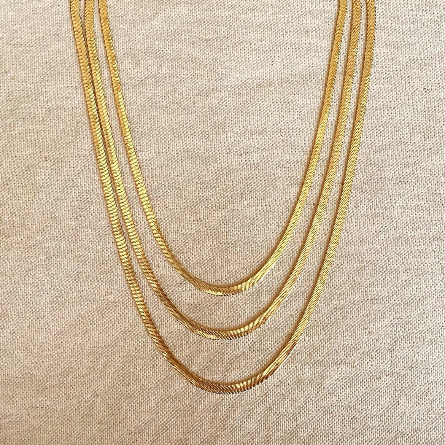 18k Gold Filled 4.0mm Thickness Herringbone Chain: 14 inches choker