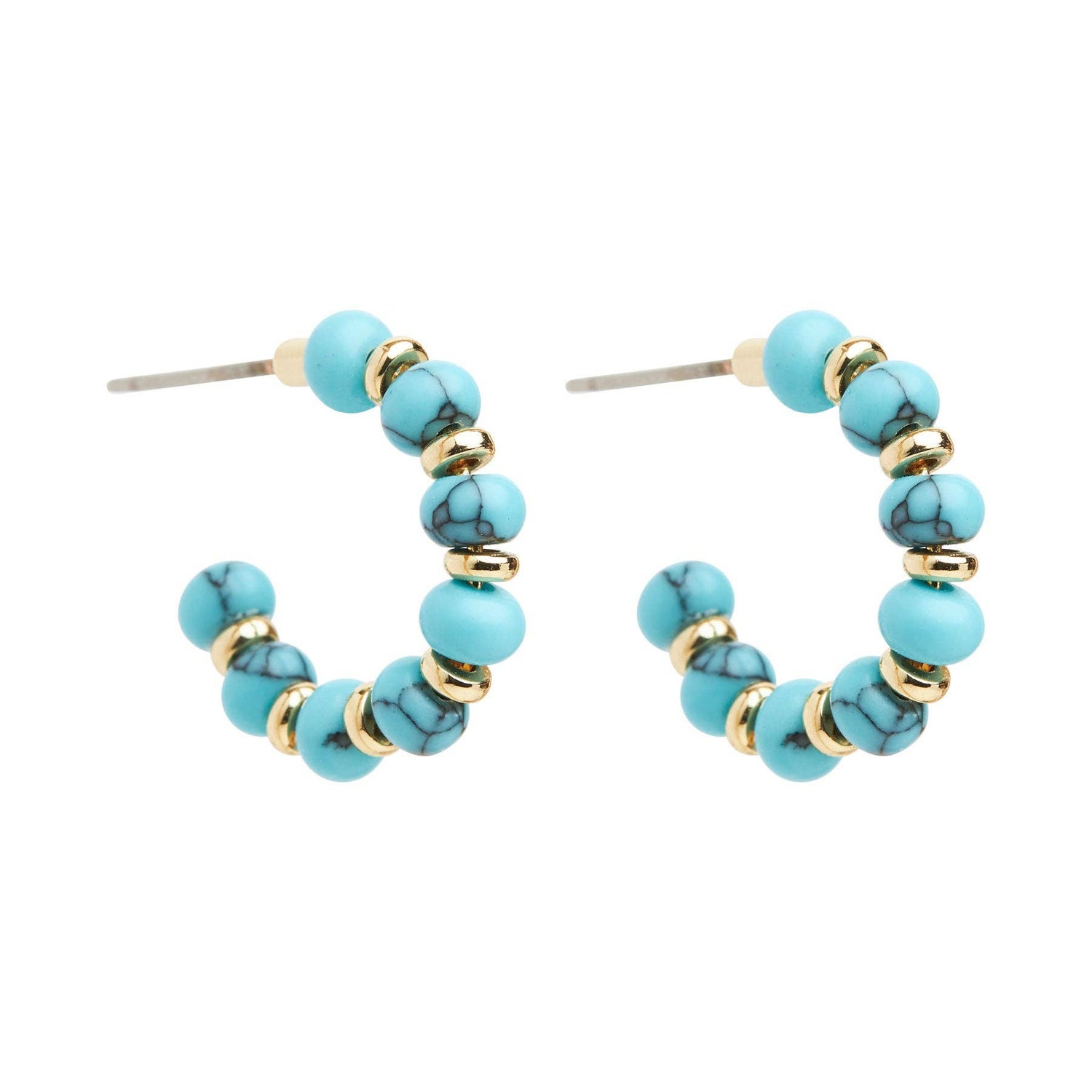 Beaded Turquoise Hoops: One Size